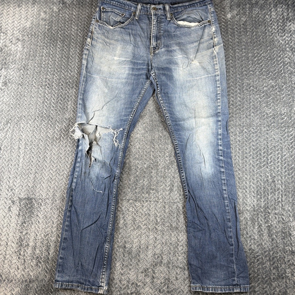 Levi's 511 Jeans Mens Blue Slim Fit 34x32 Stretch Tapered Leg Distressed